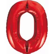 Piros 0-ás Red szám fólia lufi 85 cm