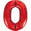Piros 0-ás Red szám fólia lufi 85 cm