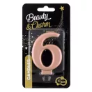 Rose Gold 6-os Metallic számgyertya, tortagyertya