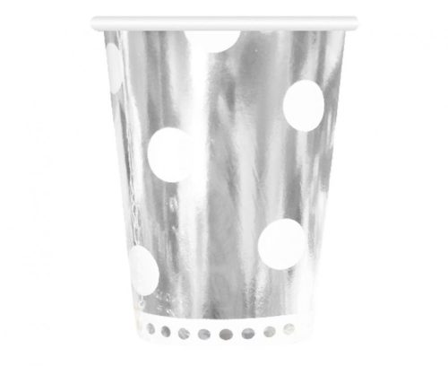 Ezüst B&C Polka Dots Silver papír pohár 6 db-os 266 ml