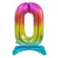 Színes Rainbow 0-ás szám fólia lufi talppal 74 cm
