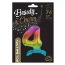 Színes Rainbow 4-es szám fólia lufi talppal 74 cm