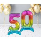 Színes Rainbow 5-ös szám fólia lufi talppal 74 cm