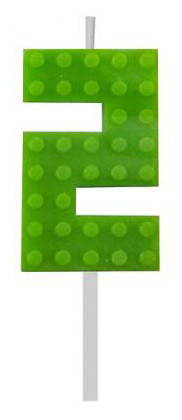Építőkocka 2-es Green Blocks tortagyertya, számgyertya