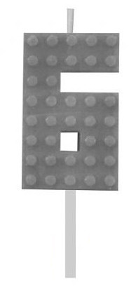 Építőkocka 6-os Grey Blocks tortagyertya, számgyertya