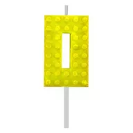 Építőkocka 0-ás Yellow Blocks tortagyertya, számgyertya