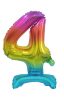 Színes Rainbow mini 4-es szám fólia lufi talppal 38 cm