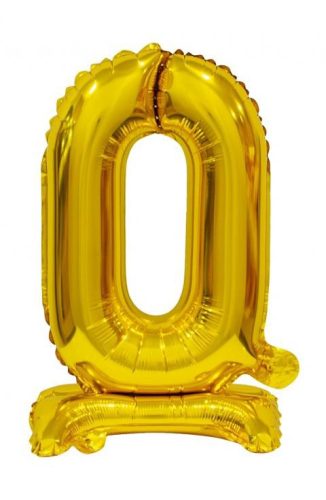 Arany B&C Gold mini 0-ás szám fólia lufi talppal 38 cm
