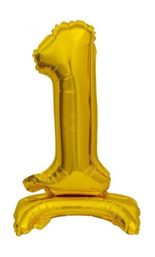 Arany B&C Gold mini 1-es szám fólia lufi talppal 38 cm