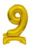 Arany B&C Gold mini 9-es szám fólia lufi talppal 38 cm