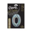 Ezüst Holographic 0-ás szám fólia lufi 76 cm