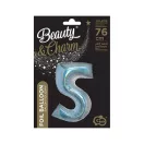 Ezüst Holographic 5-ös szám fólia lufi 76 cm