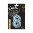 Ezüst Holographic 8-as szám fólia lufi 76 cm