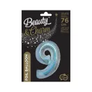 Ezüst Holographic 9-es szám fólia lufi 76 cm