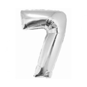 Ezüst 7-es Silver szám fólia lufi 76 cm