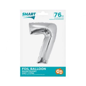 Ezüst 7-es Silver szám fólia lufi 76 cm