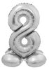 Ezüst 8-as Silver szám fólia lufi talppal 72 cm