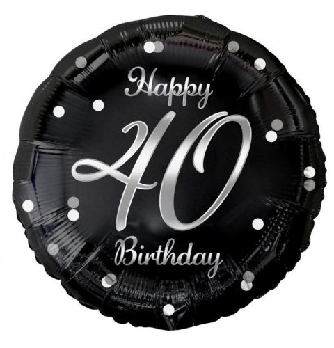 Happy Birthday 40 B&C Silver fólia lufi 36 cm