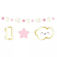 Első születésnap Pink 1st Birthday mini girland 120 cm