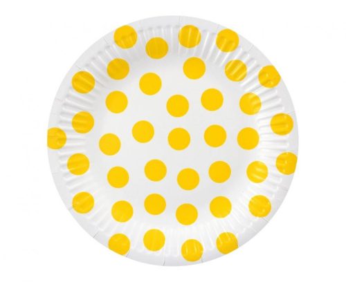 Pöttyös Yellow Polka Dot papírtányér 6 db-os 18 cm