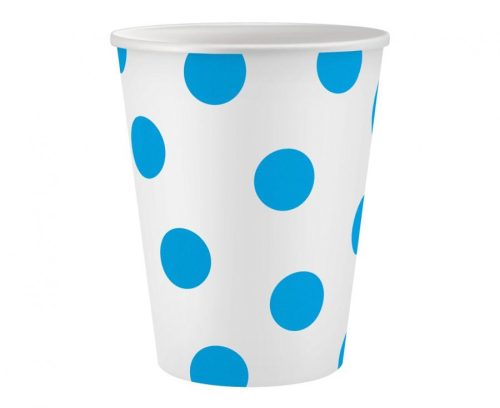 Kék Sky Blue Polka Dots papír pohár 6 db-os 250 ml