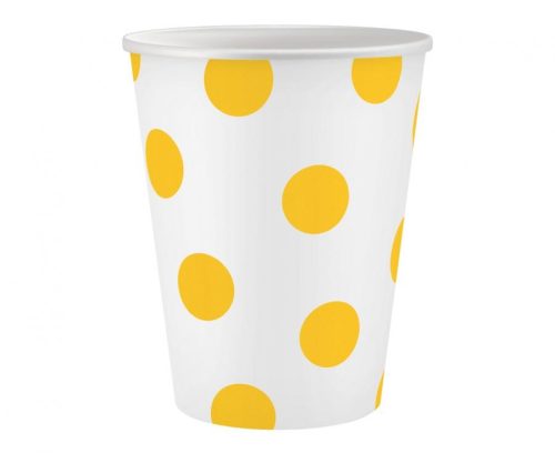 Sárga Yellow Polka Dots papír pohár 6 db-os 250 ml