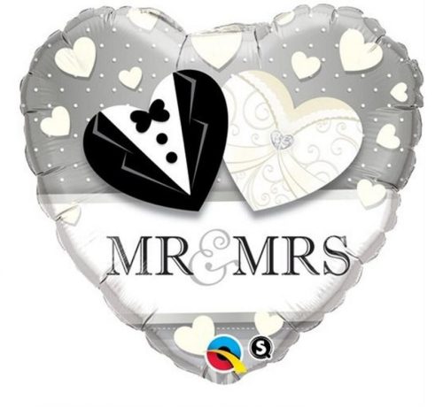 Esküvő Mr & Mrs fólia lufi 46 cm