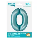 Kék 0-ás Light Blue Mat szám fólia lufi 76 cm