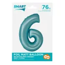 Kék 6-os Light Blue Mat szám fólia lufi 76 cm