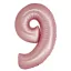 Rózsaszín 9-es Light Pink Mat szám fólia lufi 76 cm