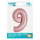 Rózsaszín 9-es Light Pink Mat szám fólia lufi 76 cm