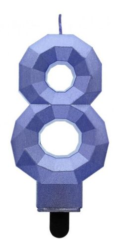Kék 8-as Diamond Metallic számgyertya, tortagyertya