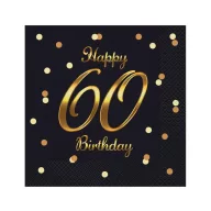 Happy Birthday 60 B&C Gold szalvéta 20 db-os 33x33 cm