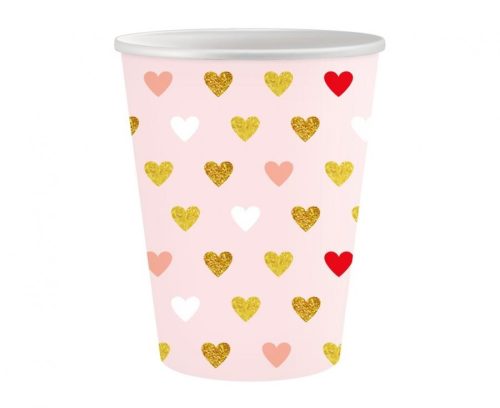 Szerelem XOXO Pink papír pohár 6 db-os 250 ml