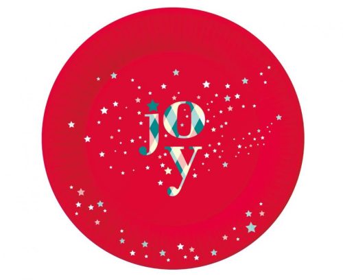Karácsonyi Red Joy papírtányér 6 db-os 18 cm