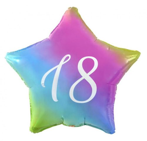 Szivárvány Happy Birthday 18 Rainbow csillag fólia lufi 44 cm