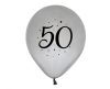 Ezüst Happy Birthday 50 Silver léggömb, lufi 5 db-os 12 inch (30cm)