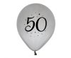 Ezüst Happy Birthday 50 Silver léggömb, lufi 5 db-os 12 inch (30cm)