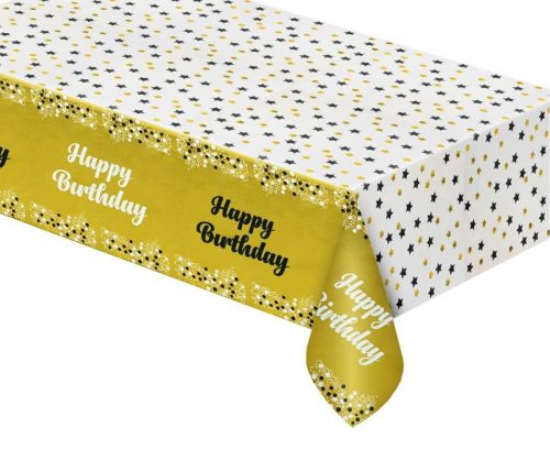 Arany Happy Birthday B&C Gold fólia asztalterítő 137x183 cm