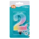 Színes 2-es Pastel Ombre számgyertya, tortagyertya