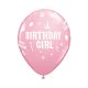 Happy Birthday Girl Pink léggömb, lufi 6 db-os 11 inch (28 cm)