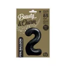 Fekete 2-es B&C Matt Black szám fólia lufi 85 cm