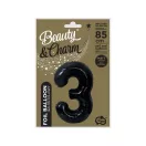 Fekete 3-as B&C Matt Black szám fólia lufi 85 cm