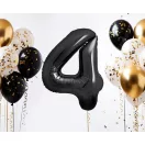 Fekete 4-es B&C Matt Black szám fólia lufi 85 cm