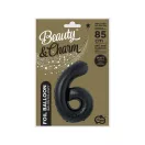 Fekete 6-os B&C Matt Black szám fólia lufi 85 cm