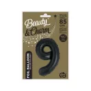 Fekete 9-es B&C Matt Black szám fólia lufi 85 cm
