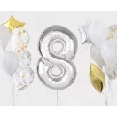 Ezüst 8-as Silver szám fólia lufi 92 cm
