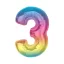 Színes 3-as Rainbow szám fólia lufi 92 cm