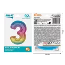 Színes 3-as Rainbow szám fólia lufi 92 cm