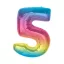 Színes 5-ös Rainbow szám fólia lufi 92 cm